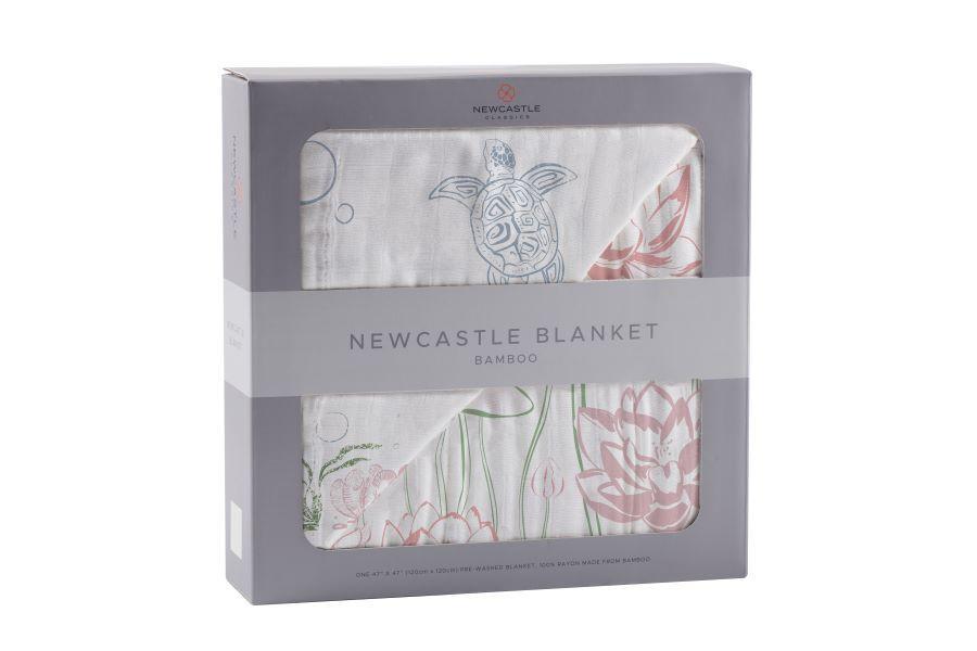 Turtles and Water Lily Bamboo Muslin Newcastle Blanket